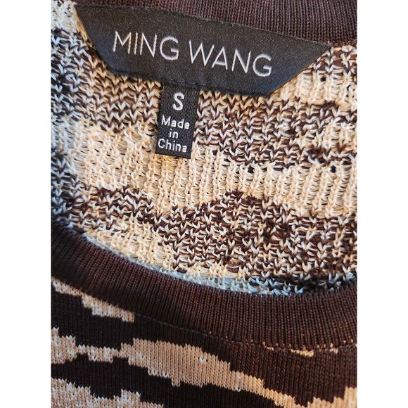 Ming Wang Brown Cream Animal Print Jacket Tank Set Knit 2 Piece Outfit Size S - Picture 7 of 7